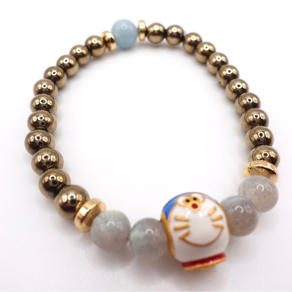 COPY - Doraemon - Pyrite Mineral - 24k Gold Vermeil Charm with Enamel - Picture 2 of 4